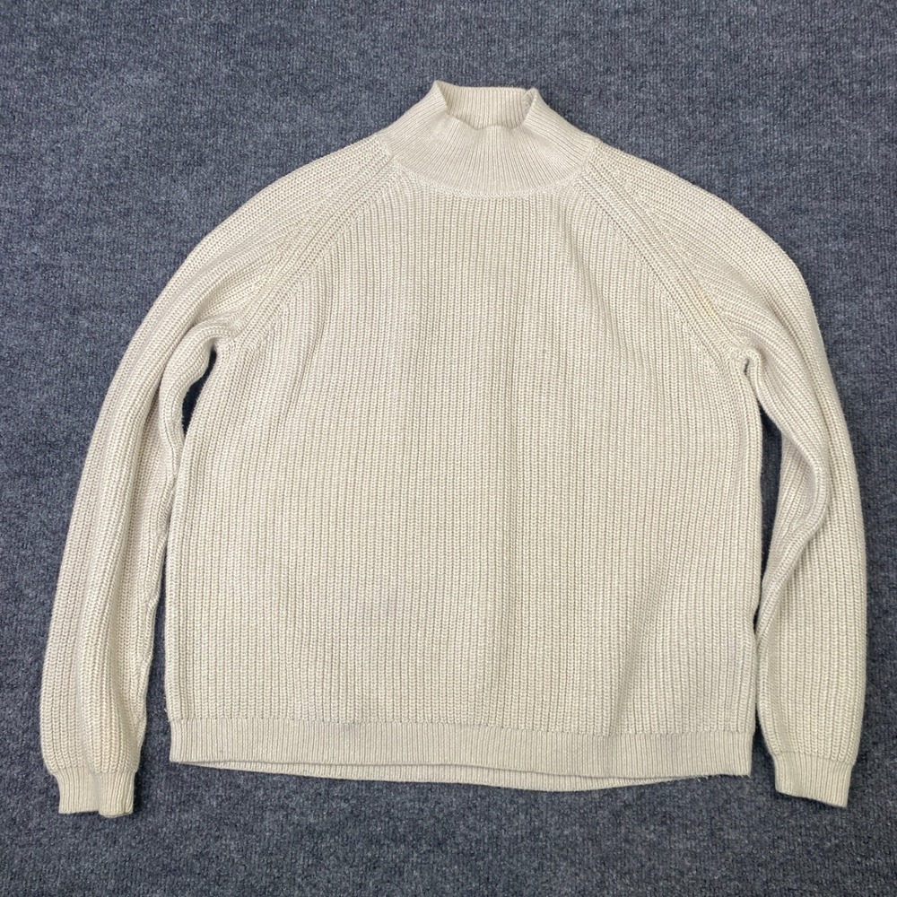 Won Hundred Betty Mock Neck Rib Knit Sweater Cream Off White Small 11761